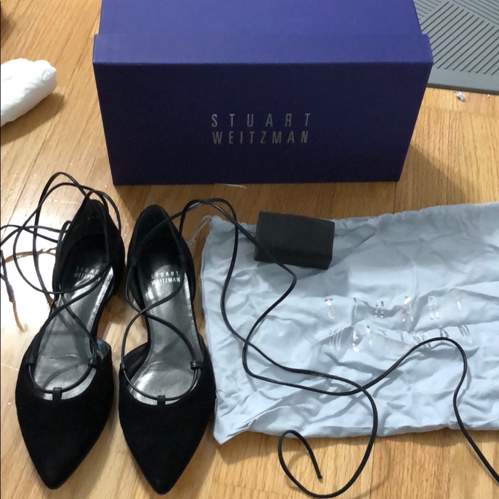 Stuart Weitzman Gilligan Black Suede Flats sz5.5